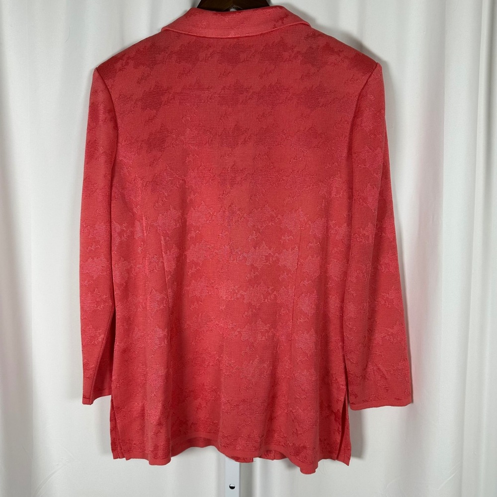 Misook Tailored Tonal Pattern Knit Jacket True Fit Coral Pink M Classic Formal - Picture 6 of 12